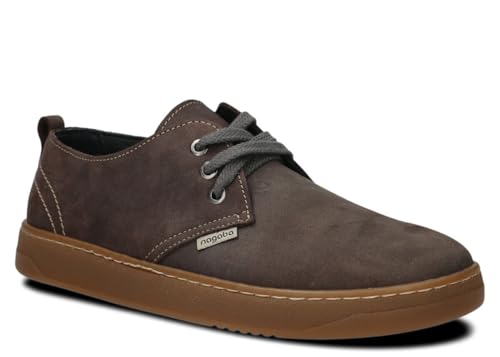 NAGABA – Orthopädische Weit Sneaker Herren - Barefoot Inspiriert für Mann - Extrabreiter Zehenraum, Echtleder, Flache Schuhe, Lederschuhe mit Leder-Einlegesohle, Breite oder Hallux-Füße – Graphit – 42 von nagaba