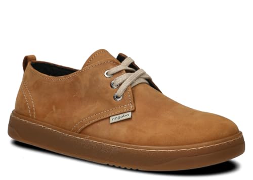 NAGABA – Orthopädische Weit Sneaker Herren - Barefoot Inspiriert für Mann - Extrabreiter Zehenraum – Echtleder, Flache Schuhe, Lederschuhe mit Leder-Einlegesohle – Breite oder Hallux-Füße – Braun – 41 von nagaba
