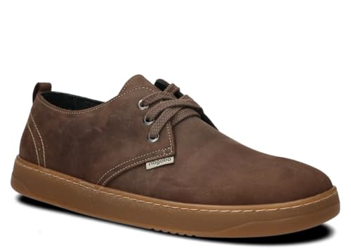 NAGABA – Orthopädische Weit Sneaker Herren - Barefoot Inspiriert für Mann - Extrabreiter Zehenraum – Echtleder, Flache Schuhe, Lederschuhe mit Leder-Einlegesohle – Breite oder Hallux-Füße – Olive – 44 von nagaba