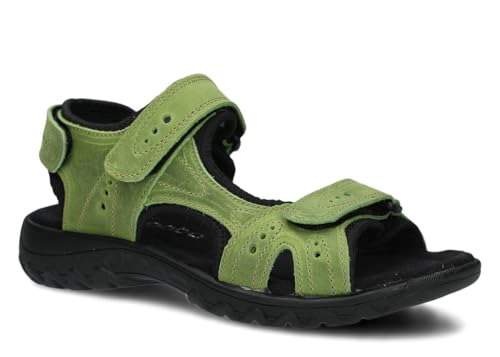 nagaba - Damen Sandalen - Bequeme Ledersandalen Sommer für Frauen – Verstellbare Klettverschlüsse – Flat Sandal – Echtleder – Hoher Komfort - Leichte - Modell 264 – Pistazie – 39 von nagaba