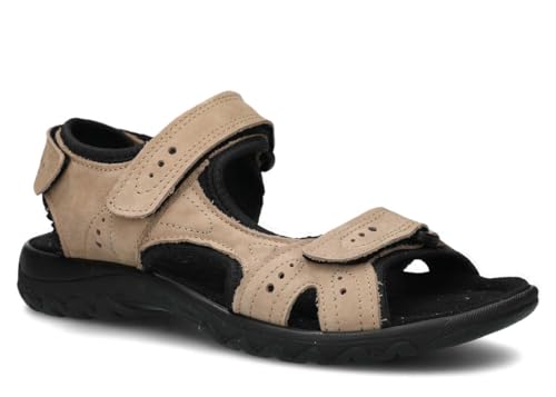 nagaba - Damen Sandalen - Bequeme Ledersandalen Sommer für Frauen – Verstellbare Klettverschlüsse – Flat Sandal – Echtleder – Nubukleder - Hoher Komfort - Leichte - Modell 264 – Beige – 40 von nagaba