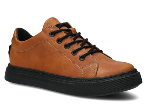 nagaba - Sneaker Damen - Halbschuhe Damen - Echtleder - Flache Schuhe, Sportschuhe, Bequeme Schnürschuhe, für Herbst, Frühling - Lederschuhe mit Leder-Einlegesohle - Erze - 41 von nagaba