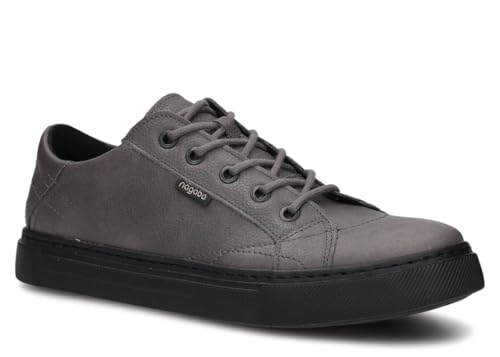 nagaba - Sneaker Herren - Leichte Halbschuhe Herren - Echtleder - Flache Schuhe, Sportschuhe, Bequeme Schnürschuhe, für Herbst, Frühling - Lederschuhe für Männer, Jungs - Modell 411 - Graphit - 44 von nagaba