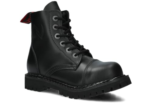 nagaba - Stahlkappenschuhe - Herren Springerstiefel - Herrenstiefel - Stiefel Männer 6H Army Ranger Lederschuhe Grunge, Gothic Schuhe - Unisex - Gummisohle, 6-Loch - Stahlnase - Schwarz - 45 von nagaba