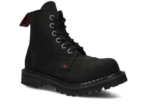 nagaba - Stahlkappenschuhe - Herren Springerstiefel - Herrenstiefel - Stiefel Männer 6H Army Ranger Lederschuhe Grunge, Gothic Schuhe - Unisex - Gummisohle, 6-Loch - Stahlnase - Schwarz - 45 von nagaba