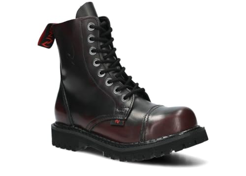 nagaba - Stahlkappenschuhe - Herren Springerstiefel - Herrenstiefel - Stiefel Männer 8H - Lederschuhe - Lederschuhe Grunge, Gothic Schuhe, Punk - Unisex, 8-Loch - Kastanienbraun - Schwarz, 43 von nagaba