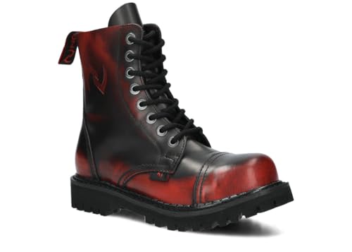 nagaba - Stahlkappenschuhe - Herren Springerstiefel - Herrenstiefel - Stiefel Männer 8H - Lederschuhe - Lederschuhe Grunge, Gothic Schuhe, Punk - Unisex, 8-Loch - Rot – Schwarz - 46 von nagaba