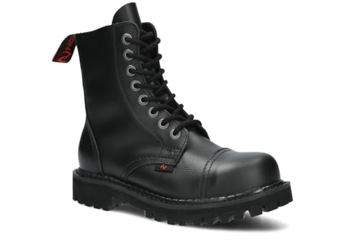 nagaba - Stahlkappenschuhe - Herren Springerstiefel - Herrenstiefel - Stiefel Männer 8H - Lederschuhe - Lederschuhe Grunge, Gothic Schuhe, Punk - Unisex, 8-Loch - Schwarz - 44 von nagaba