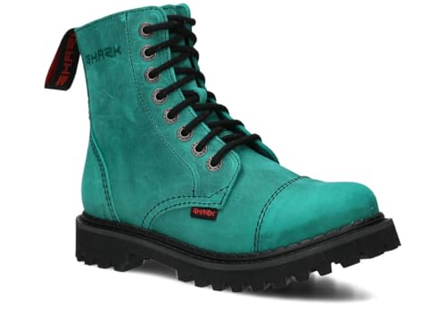 nagaba - Stiefel Damen Herren - Damen Springerstiefel - Damenstiefel - Stiefel Frauen Army Ranger 8H Ultra Leicht Lederschuhe Grunge, Gothic Schuhe, Punk - Unisex, 8-Loch - Smaragd - 40 von nagaba
