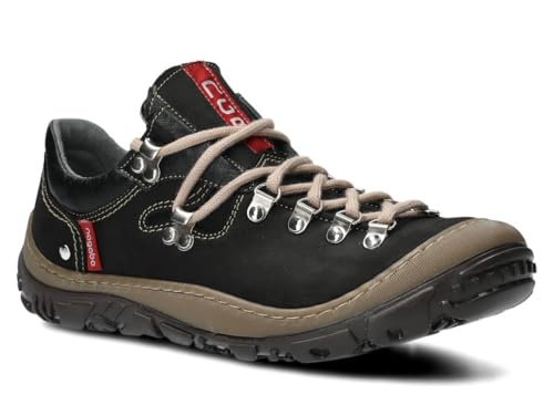 nagaba - Wanderschuhe Damen - Lederschuhe Trekkingschuhe Damen - Outdoor Halbschuhe Frauen Echtleder, Schnürschuhe - Damenschuhe, Halbschuhe, Freizeitschuhe - Modell 064Schwarz - 39 von nagaba