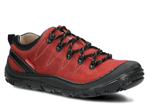 nagaba - Wanderschuhe Damen - Lederschuhe Trekkingschuhe Damen - Outdoor Halbschuhe Frauen Echtleder, Schnürschuhe - Freizeitschuhe, Damenschuhe Trekking Halbschuhe - Modell 241 Rot - 41 von nagaba