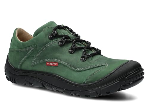 nagaba - Wanderschuhe Damen - Lederschuhe Trekkingschuhe Damen mit Rutschfester Sohle - Outdoor Halbschuhe Frauen Echtleder, Schnürschuhe - Damenschuhe, Freizeitschuhe – Modell 255 – Grün – 39 von nagaba