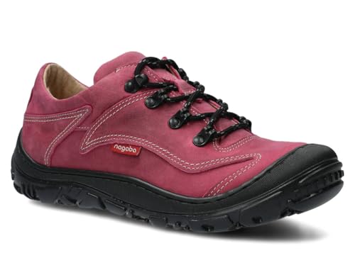 nagaba - Wanderschuhe Damen - Lederschuhe Trekkingschuhe Damen mit Rutschfester Sohle - Outdoor Halbschuhe Frauen Echtleder, Schnürschuhe - Damenschuhe, Freizeitschuhe – Modell 255 – Rosa – 36 von nagaba