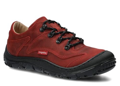nagaba - Wanderschuhe Damen - Lederschuhe Trekkingschuhe Damen mit Rutschfester Sohle - Outdoor Halbschuhe Frauen Echtleder, Schnürschuhe - Damenschuhe, Freizeitschuhe – Modell 255 – Rot – 38 von nagaba