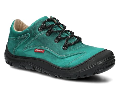 nagaba - Wanderschuhe Damen - Lederschuhe Trekkingschuhe Damen mit Rutschfester Sohle - Outdoor Halbschuhe Frauen Echtleder, Schnürschuhe - Damenschuhe, Freizeitschuhe – Modell 255 – Smaragd – 36 von nagaba