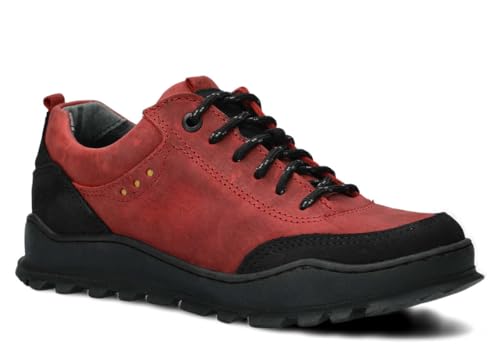 nagaba - Wanderschuhe Damen - Trekkingschuhe Damen Halbschuhe Lederfutter Outdoor Halbschuhe Frauen Echtleder, Schnürschuhe - Lederschuhe mit Dicker Rutschfester Sohle - Modell 0521 - Rot - 36 von nagaba