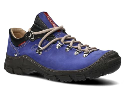 nagaba - Wanderschuhe Herren - Lederschuhe Trekkingschuhe Herren - Outdoor Halbschuhe Männer Echtleder, mit Schnursenkel - Herrenschuhe, Halbschuhe, Freizeitschuhe - Modell 055 Blau - 43 von nagaba