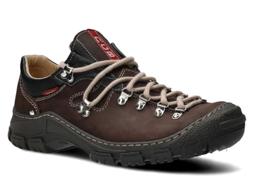 nagaba - Wanderschuhe Herren - Lederschuhe Trekkingschuhe Herren - Outdoor Halbschuhe Männer Echtleder, mit Schnursenkel - Herrenschuhe, Halbschuhe, Freizeitschuhe - Modell 055 Braun - 42 von nagaba