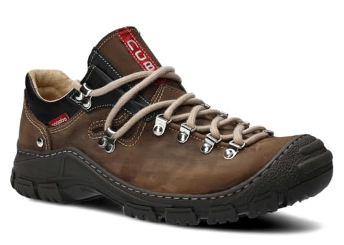 nagaba - Wanderschuhe Herren - Lederschuhe Trekkingschuhe Herren - Outdoor Halbschuhe Männer Echtleder, mit Schnursenkel - Herrenschuhe, Halbschuhe, Freizeitschuhe - Modell 055 Olivgrün - 43 von nagaba