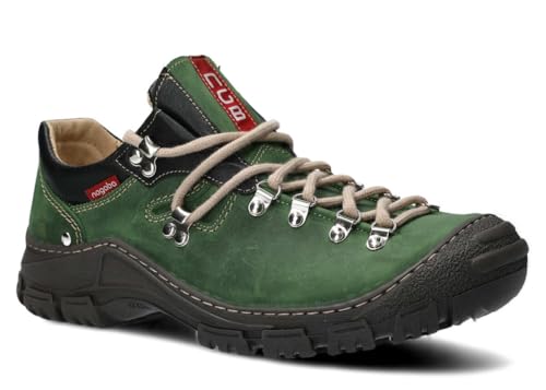 nagaba - Wanderschuhe Herren - Lederschuhe Trekkingschuhe Herren - Outdoor Halbschuhe Männer Echtleder, mit Schnursenkel - Herrenschuhe, Halbschuhe, Freizeitschuhe - Modell 055 Grün - 47 von nagaba