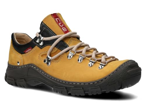 nagaba - Wanderschuhe Herren - Lederschuhe Trekkingschuhe Herren - Outdoor Halbschuhe Männer Echtleder, mit Schnursenkel - Herrenschuhe, Halbschuhe, Freizeitschuhe - Modell 158Gelb - 47 von nagaba