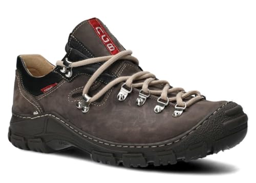 nagaba - Wanderschuhe Herren - Lederschuhe Trekkingschuhe Herren - Outdoor Halbschuhe Männer Echtleder, mit Schnursenkel - Herrenschuhe, Halbschuhe, Freizeitschuhe - Modell 055 Graphit - 48 von nagaba