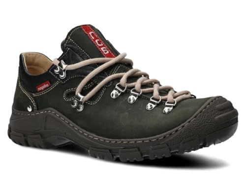 nagaba - Wanderschuhe Herren - Lederschuhe Trekkingschuhe Herren - Outdoor Halbschuhe Männer Echtleder, mit Schnursenkel - Herrenschuhe, Halbschuhe, Freizeitschuhe - Modell 185Khaki - 42 von nagaba