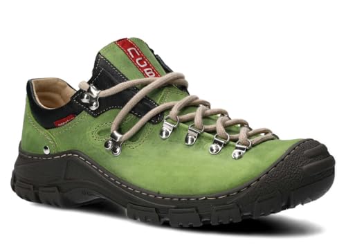 nagaba - Wanderschuhe Herren - Lederschuhe Trekkingschuhe Herren - Outdoor Halbschuhe Männer Echtleder, mit Schnursenkel - Herrenschuhe, Halbschuhe, Freizeitschuhe - Modell 055 Grün - 42 von nagaba