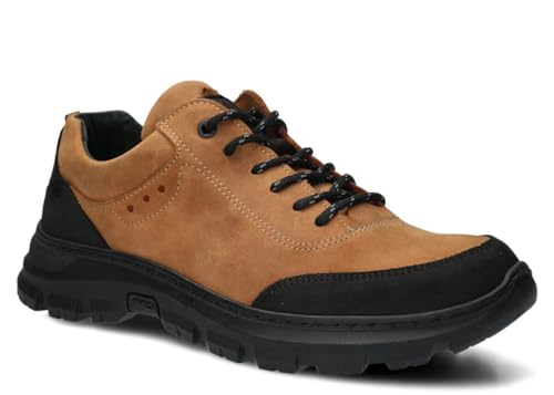 nagaba - Wanderschuhe Herren - Trekkingschuhe Herren - Herrenschuhe Outdoor Halbschuhe Männer Echtleder, mit Schnursenkel - Lederschuhe mit Dicker, Rutschfester Sohle - Modell 4081 – Braun – 43 von nagaba