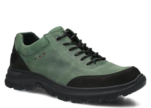 nagaba - Wanderschuhe Herren - Trekkingschuhe Herren - Herrenschuhe Outdoor Halbschuhe Männer Echtleder, mit Schnursenkel - Lederschuhe mit Dicker, Rutschfester Sohle - Modell 4081 – Grün – 43 von nagaba