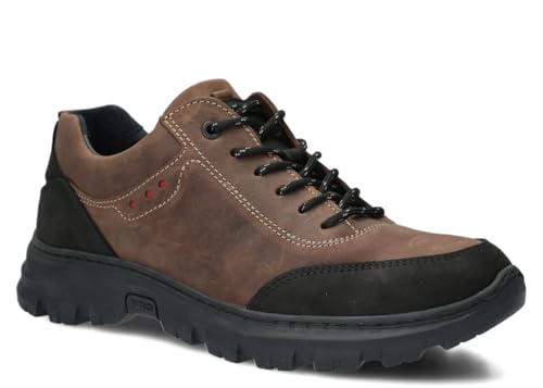 nagaba - Wanderschuhe Herren - Trekkingschuhe Herren - Herrenschuhe Outdoor Halbschuhe Männer Echtleder, mit Schnursenkel - Lederschuhe mit Dicker, Rutschfester Sohle - Modell 4081 – Olive – 45 von nagaba