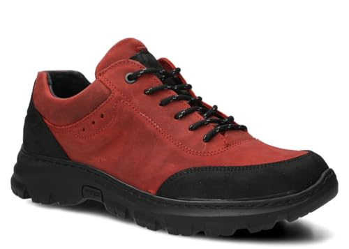 nagaba - Wanderschuhe Herren - Trekkingschuhe Herren - Herrenschuhe Outdoor Halbschuhe Männer Echtleder, mit Schnursenkel - Lederschuhe mit Dicker, Rutschfester Sohle - Modell 4081 – Rot – 45 von nagaba