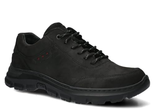 nagaba - Wanderschuhe Herren - Trekkingschuhe Herren - Herrenschuhe Outdoor Halbschuhe Männer Echtleder, mit Schnursenkel - Lederschuhe mit Dicker, Rutschfester Sohle - Modell 4081 - Schwarz – 45 von nagaba