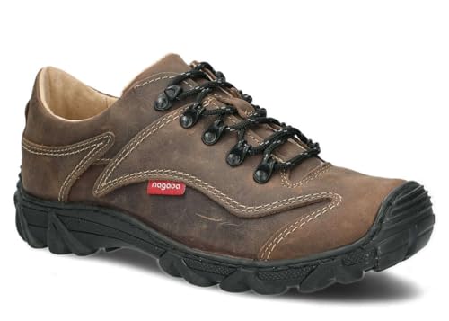 nagaba - Wanderschuhe Herren - Trekkingschuhe Herren - Herrenschuhe Outdoor Halbschuhe Männer Echtleder, mit Schnursenkel - Lederschuhe mit Rutschfester Sohle - Modell 400 - Olivgrün - 44 von nagaba