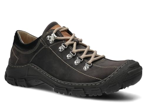 nagaba - Wanderschuhe Herren - Trekkingschuhe Herren - Herrenschuhe Outdoor Halbschuhe Männer Echtleder, mit Schnursenkel - Lederschuhe mit Rutschfester Sohle - Modell 455 - Graphit - 42 von nagaba