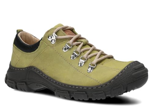 nagaba - Wanderschuhe Herren - Trekkingschuhe Herren - Herrenschuhe Outdoor Halbschuhe Männer Echtleder, mit Schnursenkel - Lederschuhe mit Rutschfester Sohle - Modell 455 - Grün - 44 von nagaba