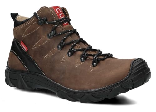 nagaba - Wanderschuhe Herren - Winterschuhe Herren Gefüttert - Damenstiefel, Echtleder Trekkingschuhe, Boots, Stiefel, Schnürschuhe, Herrenstiefeletten - Modell 403 - Olive - 41 von nagaba