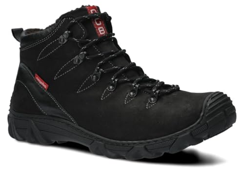 nagaba - Wanderschuhe Herren - Winterschuhe Herren Gefüttert - Damenstiefel, Echtleder Trekkingschuhe, Boots, Stiefel, Schnürschuhe, Herrenstiefeletten - Modell 403 - Schwarz - 42 von nagaba