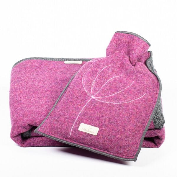 nahtur-design Baby- und Kinder - Wolldecke mit passender Ökowärmflasche im Set aus kuscheligem Flauschloden von nahtur-design