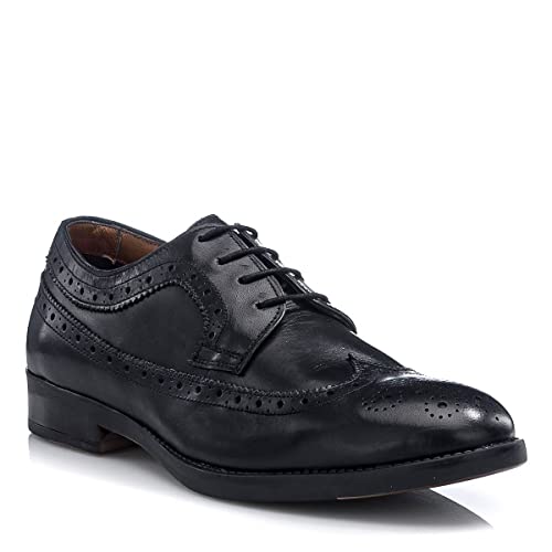 nak Herren Schwarz REMY Oxfords - Schwarz Herren Schuhe Leder Schnürschuhe mit Futter, Gummisohle von nak