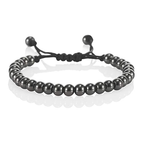 NAMANA Freundschafts-Armband mit Metall-Beads für Sie, Perlenarmband verstellbare schwarze Schnur, Armband für Damen mit Schwarz Perlen, Schwarz Damenarmband für Frauen von namana