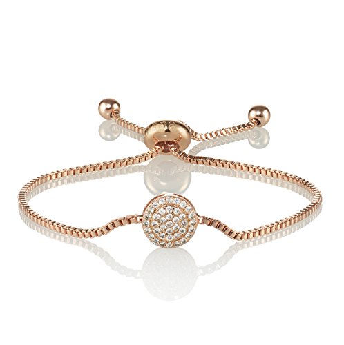 NAMANA Himmelsscheibe Armband mit Zirkonia, Farbe wählbar 18 Karat Roségold oder Silber, Venezianer Armkette mit verstellbarem Verschluss (Roségold, Vergoldet) NAMANA Himmelsscheibe Armband mit Zirkonia, Farbe wählbar 18 Karat Roségold oder Silber, Venezianer Armkette mit verstellbarem Verschluss (Roségold, Vergoldet) von namana
