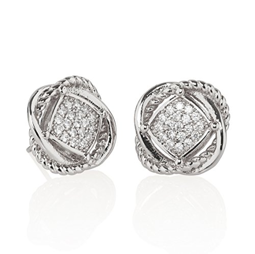 NAMANA Ohrstecker-Set mit Knoten mit Cubic Zirkonia, Farbe wählbar 18 Karat Roségold vergoldet oder Silber, Liebesknoten Ohrringe mit Geschenkbox (Rosegold, Vergoldet) von namana