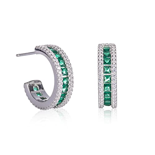 Namana 925 Sterling Silber Ohrringe für Damen mit Grünen Steinen, Sterling Silber Grune Ohrringe, smaragdgrüne Creolen in Silber 925, Creolen Grun für Frauen und Mädchen Namana 925 Sterling Silber Ohrringe für Damen mit Grünen Steinen, Sterling Silber Grune Ohrringe, smaragdgrüne Creolen in Silber 925, Creolen Grun für Frauen und Mädchen von namana