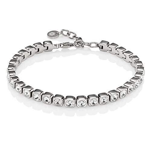 namana Edelstahl Tennis Armband für Damen, Edelstahlarmband mit Swarovski-Kristallen, silberfarbenes Damenarmband mit Geschenkbox namana Edelstahl Tennis Armband für Damen, Edelstahlarmband mit Swarovski-Kristallen, silberfarbenes Damenarmband mit Geschenkbox von namana