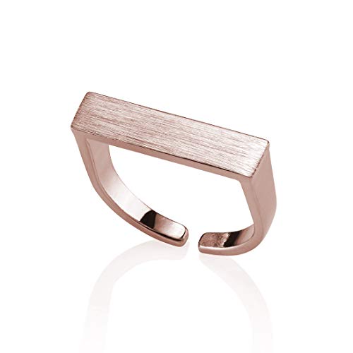 Namana Einfacher Steg-Ring für Frauen, offener Roségold ring mit gebürstetem Finish, verstellbarer Damenring, mattes Finish rosévergoldet, Roségold Ring für Damen, von namana