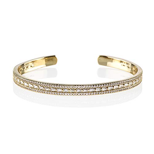 namana Gold-Armspange für Damen, Goldenes-Manschetten-Armband für Frauen, Vergoldeter Armreif für Damen, besetzt mit Zirkonia, offener Armschmuck mit Geschenkbox von namana