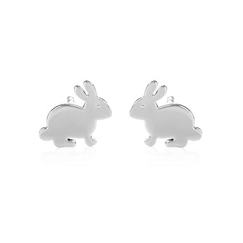 namana Kaninchen-Ohrstecker für Damen und Teenager-Mädchen aus 925 Sterling Silber, niedliche tierförmige kleine Ohrstecker für Kinder in einem Kaninchen-Design in 925 Silber, Tierschmuck für Frauen von namana