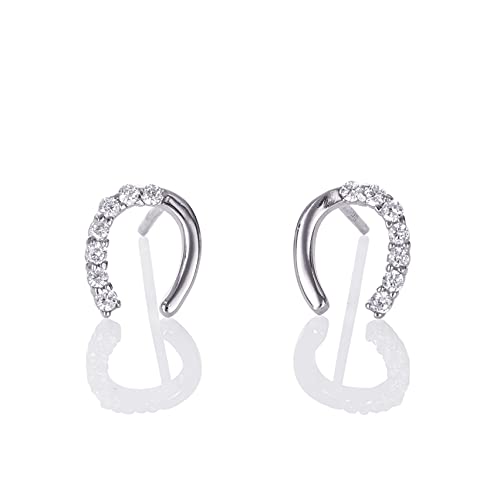 Namana Kleine Hufeisen Ohrringe für Frauen und Mädchen in 925 Sterling Silber, schlichte Glückshufeisen Ohrstecker für Damen und Mädchen mit Zirkonia Steinen, Silberschmuck für Frauen von namana