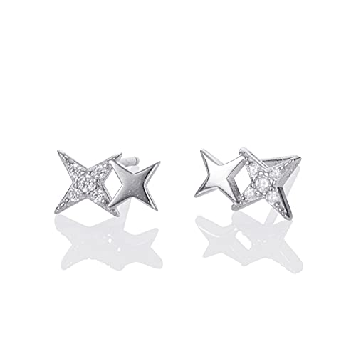 Namana Kleine Sterne Ohrringe in 925 Sterling Silber, Tiny Star Ohrstecker für Frauen und Mädchen, einfache Silber Ohrstecker für Damen mit Sternen und Cubic Zirkonia Steinen von namana